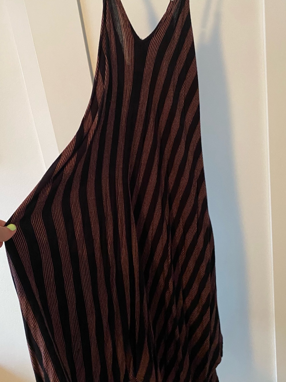 O’Neill Black Midi length with pink Stripes Tank Dress